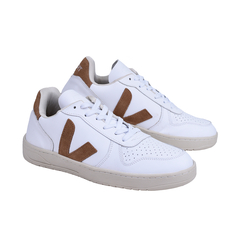 Tenis V-10 em Couro V Camel | 34 a 43 | Branco / Camel - Calçadospravc | Comprar Calçados Femininos Online | Comprar Scarpins