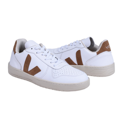 Tenis V-10 em Couro V Camel | 34 a 43 | Branco / Camel - comprar online