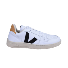 Tenis V-10 em Couro V Preto | 34 a 43 | Branco / Mostarda