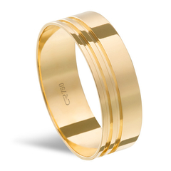 ALIANÇA OURO 18K TRABALHADA C/DOIS FRISOS LATERAL - 6MM - PM 2,27G - 13611 - comprar online