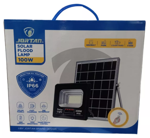 Reflector Led 100w + Panel Solar Exterior Con Control Remoto