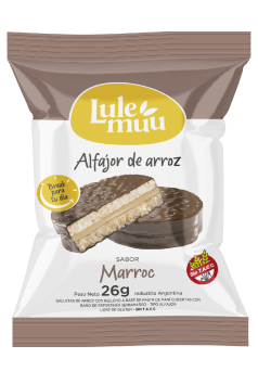 Alfajor de Arroz lulemuu relleno marroc bañado en chocolate negro unid 26 gr.