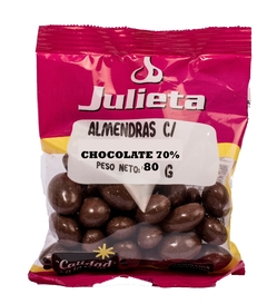 Almendras con chocolate 70% 80gr