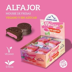 Caja alfajor de Fresa con edulcorante Cerro Azul vegano 12 u.