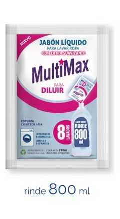 MULTIMAX Jabón Liquido para ROPA Con EXTRA SUAVIZANTE 200ml RINDE 800ml