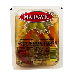 Marvavic bandeja aceitunas con pimientos para pizza 200gr