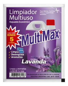 MULTIMAX Limpiador Multiuso LAVANDA 150ml Rinde 5L