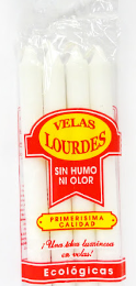 LOURDES Velas Ecológicas Blancas Chicas x4u(16x130mm)