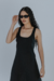 Vestido Midi Preto de Linho Essencial - comprar online