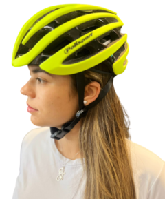 LIGHT PRO - CAPACETE DE COMPETIÇÃO PARA ESTRADA E MTB AMARELO FLUOR- TAMANHO M