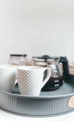 Taza cafe doble blanca y celeste diseño surtido en internet