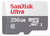 Cartão de memória SanDisk Ultra MicroSD de 256GB com velocidade de 100MB/s.