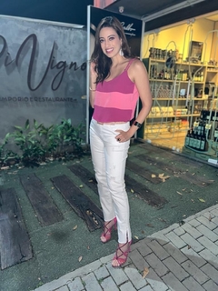 Calça Capri Jeans Destroyed Branca - comprar online