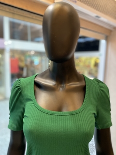 Blusa Canelada Botões Verde - Fino Look
