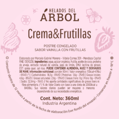 Ingredientes e información nutricional Crema y Frutillas