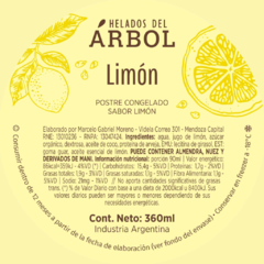 Ingredientes e información nutricional Limón