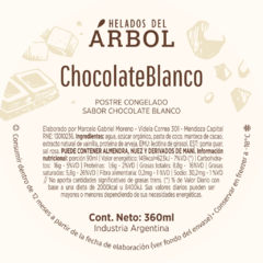 Ingredientes e información nutricional Chocolate Blanco