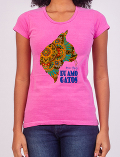 Camiseta Estonada Feminina Eu amo gatos Mama Gipsy. - loja online