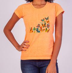 Camiseta Estonada Feminina com Borboletas Mama Gipsy.