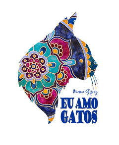 T-Shirt Canoa com Eu amo Gatos Mama Gipsy.