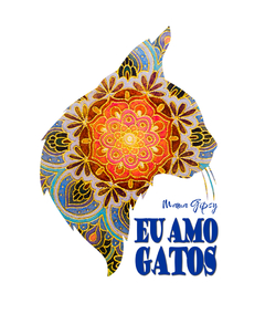 T-Shirt Canoa com Eu amo Gatos Mama Gipsy.