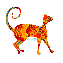 T-Shirt Canoa com Gato laranja Mama Gipsy.