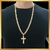 Corrente friso S com pingente cruz face de Cristo banhado a ouro 18k