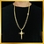 Corrente Grumet com pingente Cruz Jesus Cristo banhado a ouro 18k