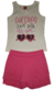 Conjunto feminino Verão regata Bee LOOP camiseta bege clara e short saia rosa lisa tam.6