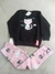 Conjunto Infantil feminino com blusa moletom preta e calça legging Rosa tam. 4