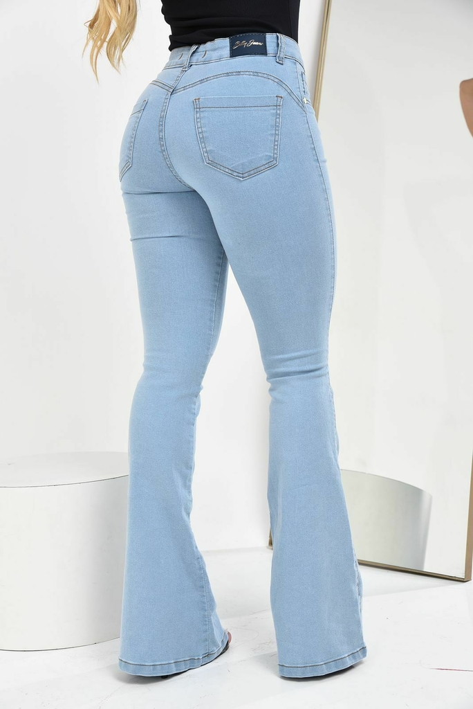 Calça flare jeans store cintura alta clara