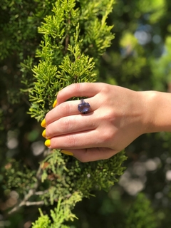 Anel cristal roxo zircônias rosa e lilas - comprar online