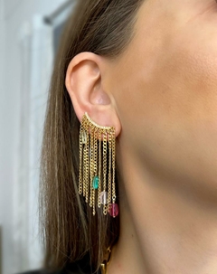 Brinco ear cuff franja pedra