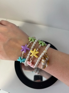 Pulseira kit estrelas pingente concha