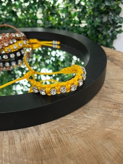 Pulseira macrame strass ajustavel - AL acessorios - Semijoias de qualidade e tendências