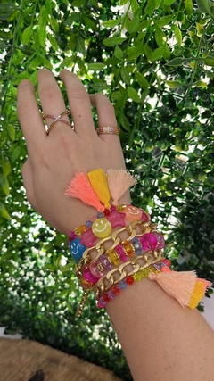 Kit 3 pulseiras pingente tassel