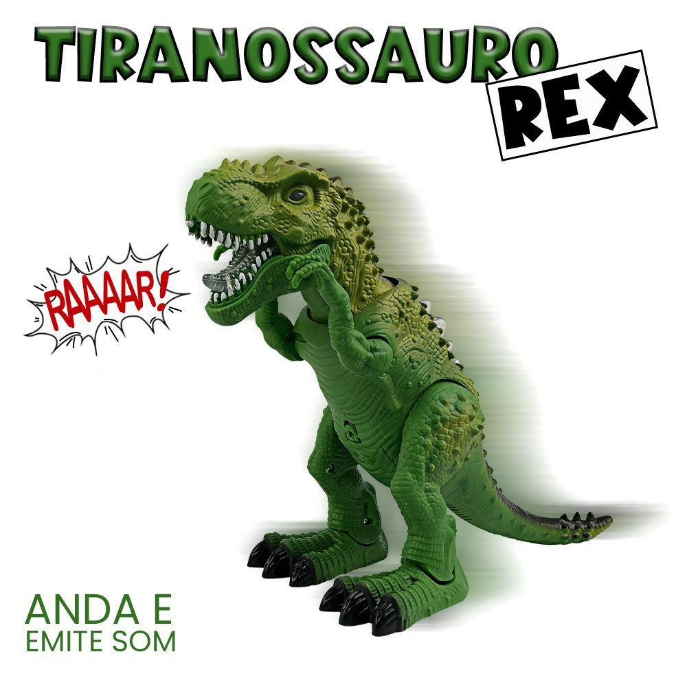 Brinquedo - Carrinho Dinossauro Rex + Brinde (12 Dinossauros) - Super