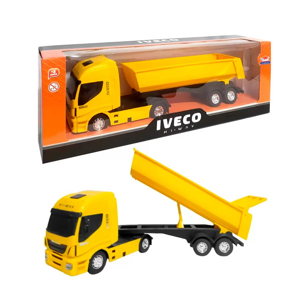 Caminhão Carreta de Brinquedo Iveco Hi-Way Miniatura com Caçamba Basculante  - Lojas Monte Cristo