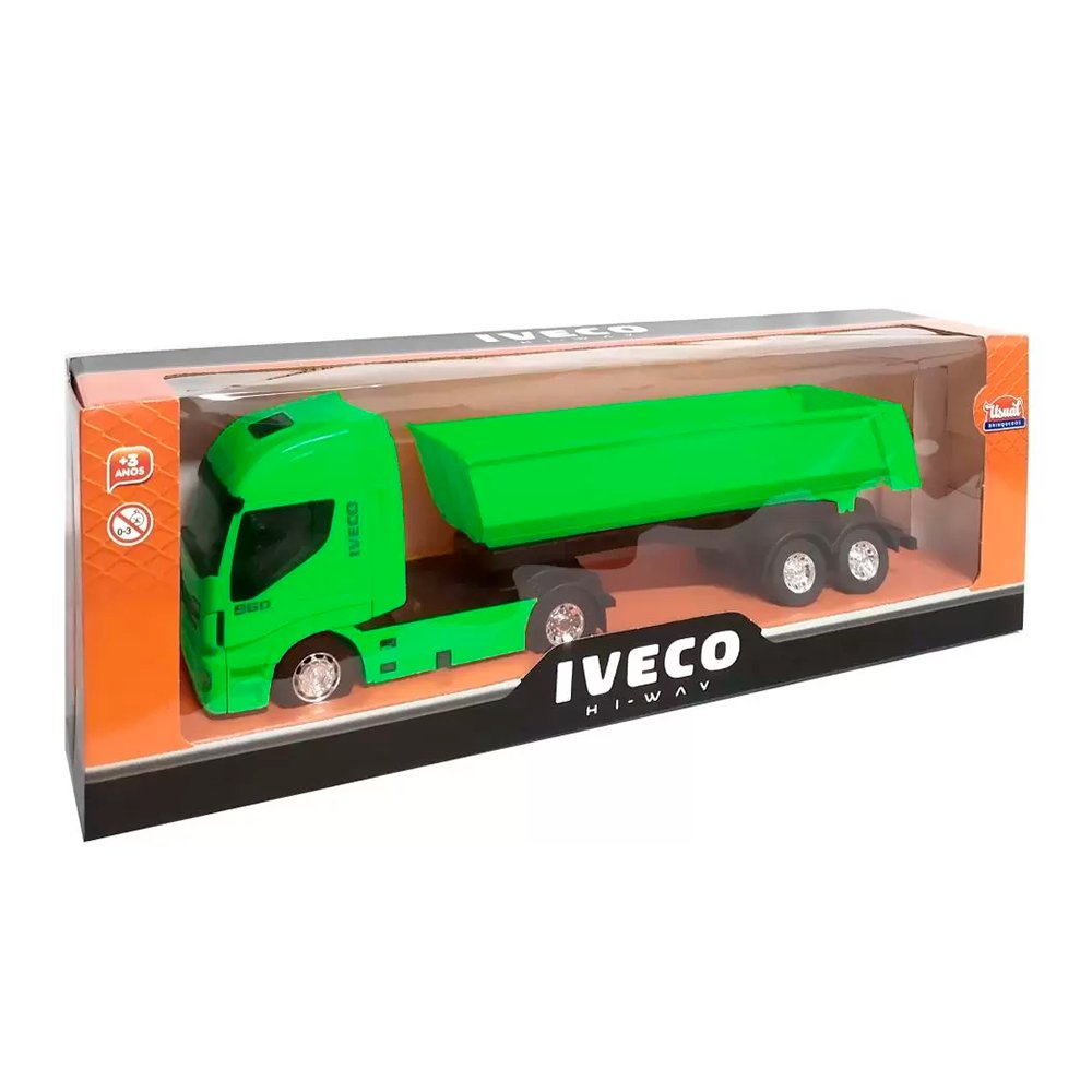 Caminhão Carreta de Brinquedo Iveco Hi-Way Miniatura com Caçamba Basculante  - Lojas Monte Cristo