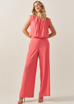 Conjunto Blusa Decote Pregas Pantalona com Elastico