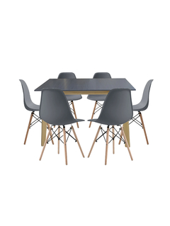 Comedor Nórdico Gris Ébano Con 6 Sillas Eames