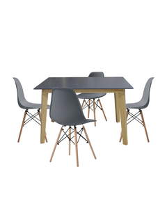 Comedor Nórdico Gris Ébano con 4 sillas eames