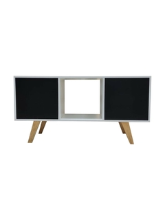 Mueble TV Estilo Retro Push and Open - Blanco y Negro