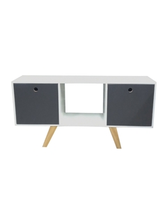 Mueble TV Estilo Retro Blanco y Gris