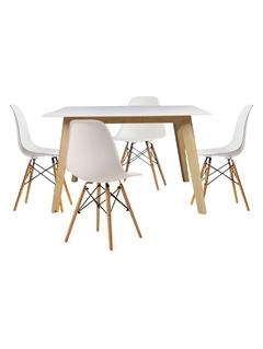 Comedor Nórdico Blanco con 4 sillas eames