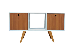 Mueble TV Alerce Estilo Retro Blanco y Madera