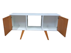 Mueble TV Alerce Estilo Retro Blanco y Madera - comprar en línea