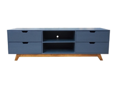 Mueble TV Bolonia Madera y Azul 60 pulgadas - 155 cm