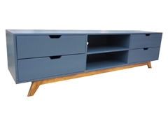 Mueble TV Bolonia Madera y Azul 60 pulgadas - 155 cm - comprar en línea