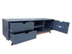 Mueble TV Bolonia Madera y Azul 60 pulgadas - 155 cm en internet